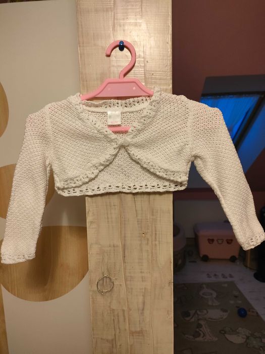 Zara sweterek bolerko na chrzciny rozmiar 74