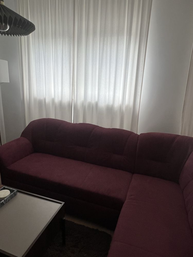 Duża kanapa sofa wypoczynek 5-os bordowa funkcja spania