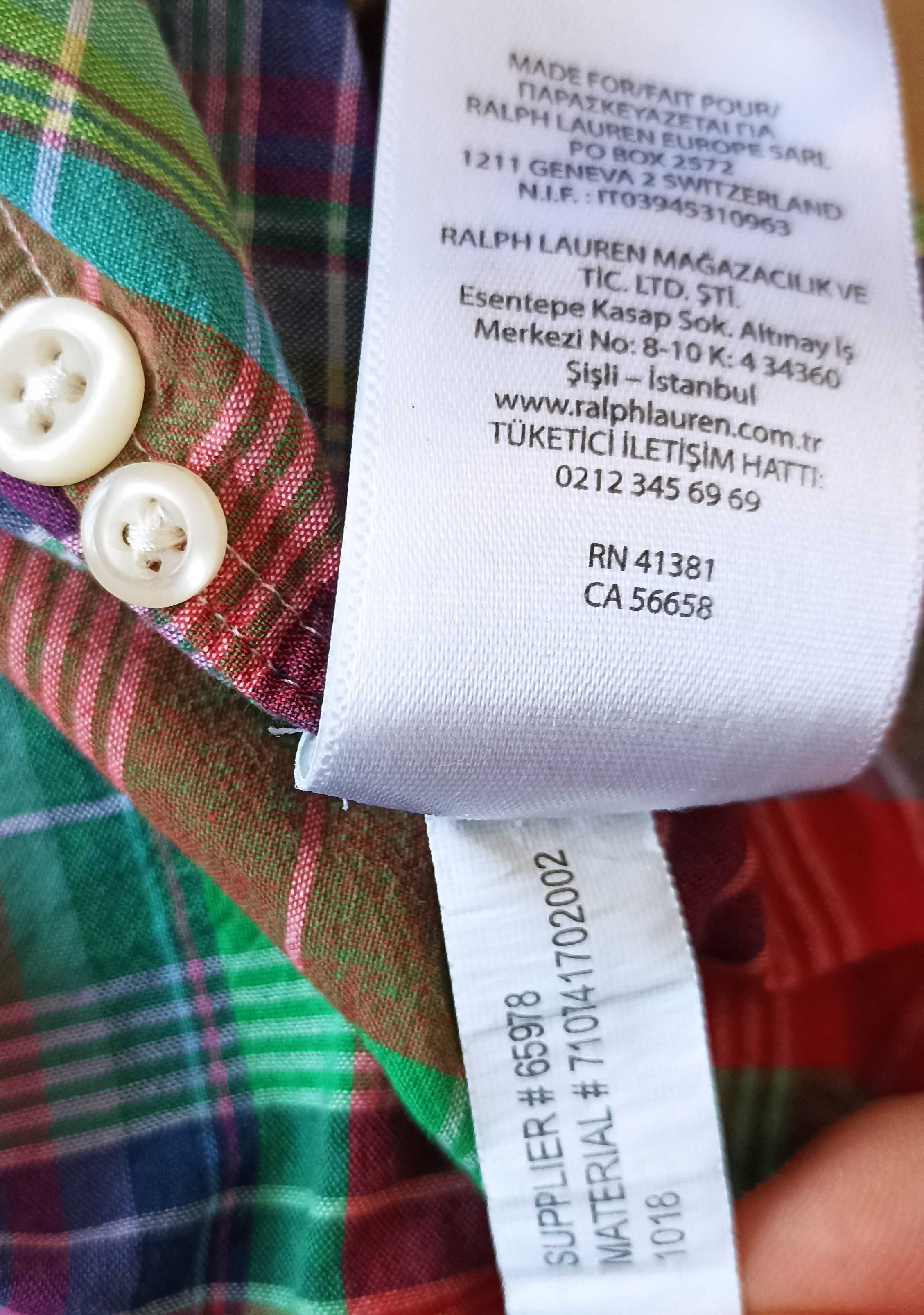 Ralph Lauren Indian Madras koszula na krótki rękaw kratę L/XL