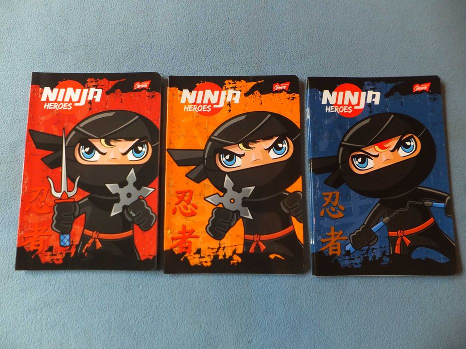 Zestaw sześciu zeszytów NINJA HEROES A5/16K miękka okładka kratka