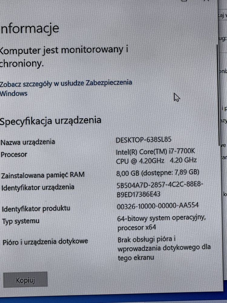 Komputer i7-7700k 256GB/8GB