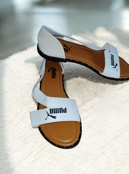 Markowe sandały klapki skórzane Puma białe wygodne r 39 buty damskie