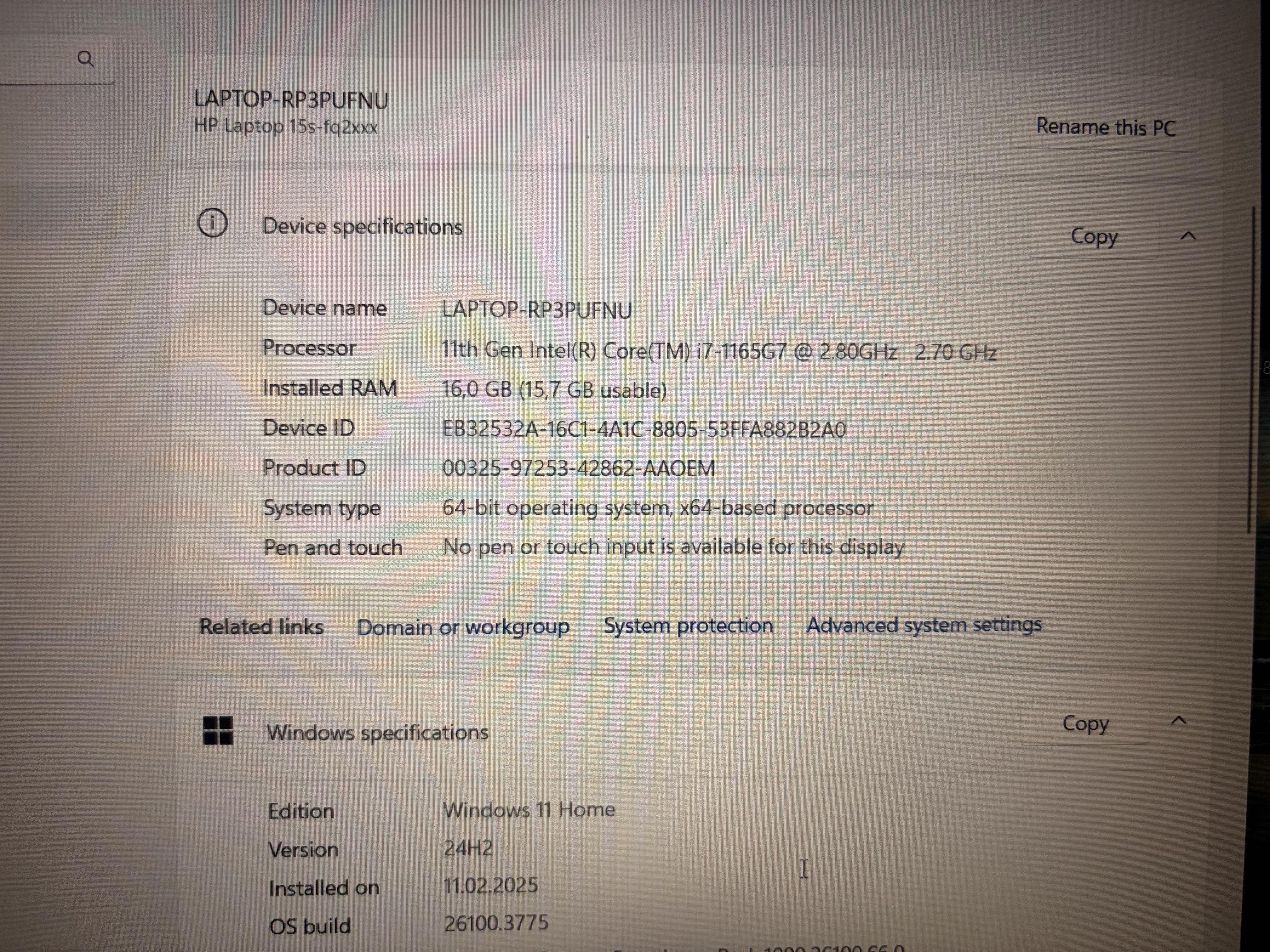 Ноутбук HP 15s-fq2xxx