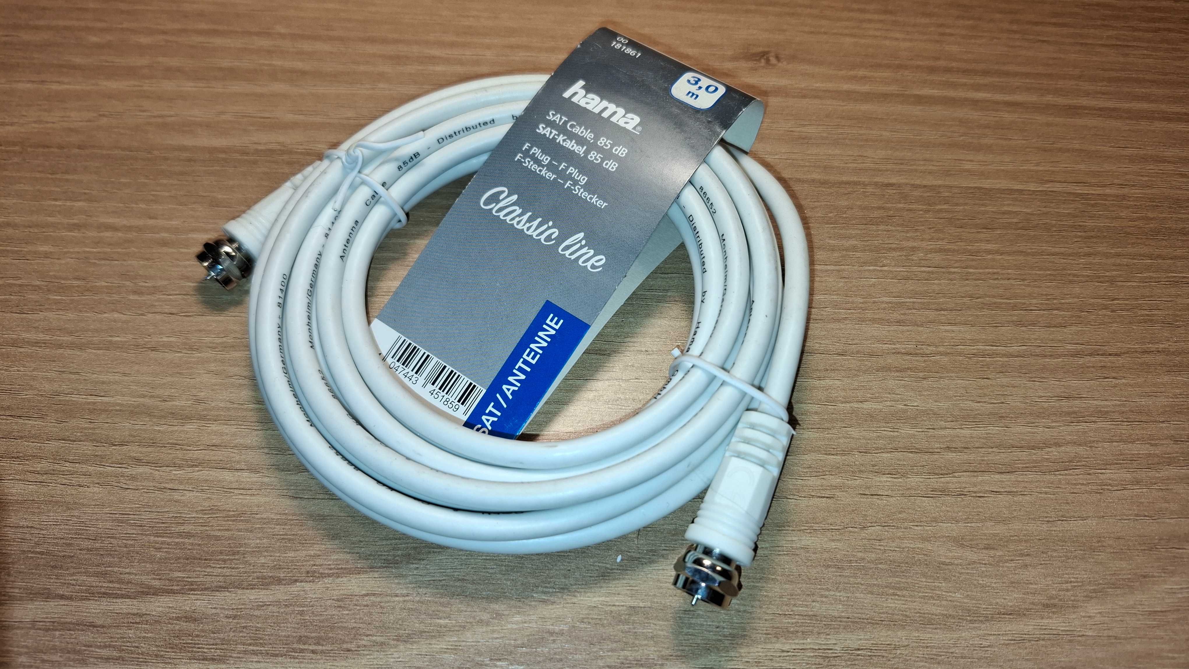 Kabel Antenowy - HAMA - Kabel Koncentryczny - DVB-T2 - 3 metry