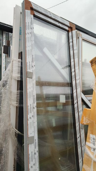 Drzwi Balkonowe 3 szyby - złoty dąb 86x230