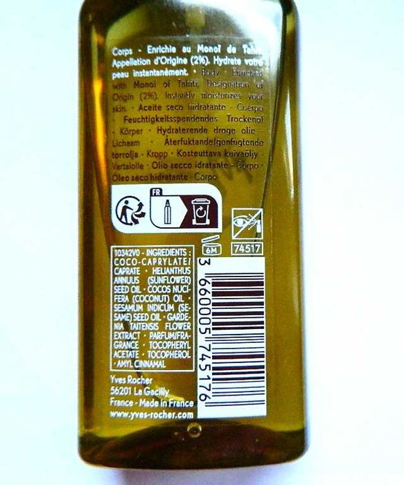 Monoï de Tahiti – suchy olejek do ciała Yves Rocher