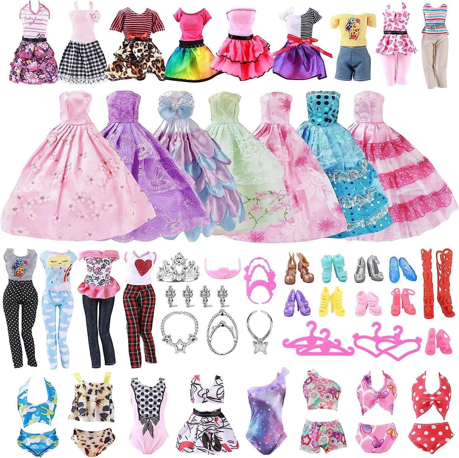 Ubranka Sukienki Dla Lalek Barbie 46 sztuk