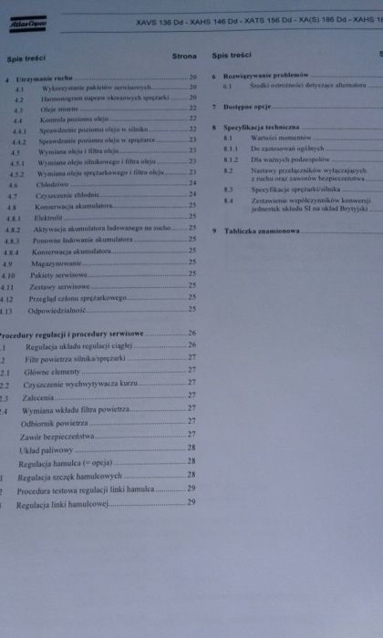 Instrukcja obsługi sprężarki atlas copco xas 136,146,156,186