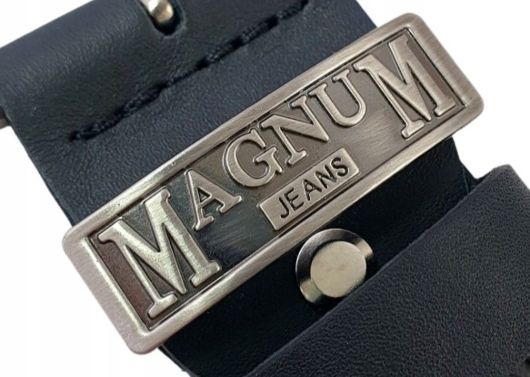 Pasek męski do spodni czarny skóra Magnum Jeans
