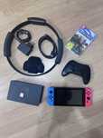 Nitendo Switch zestaw z roznymy akcesoriami