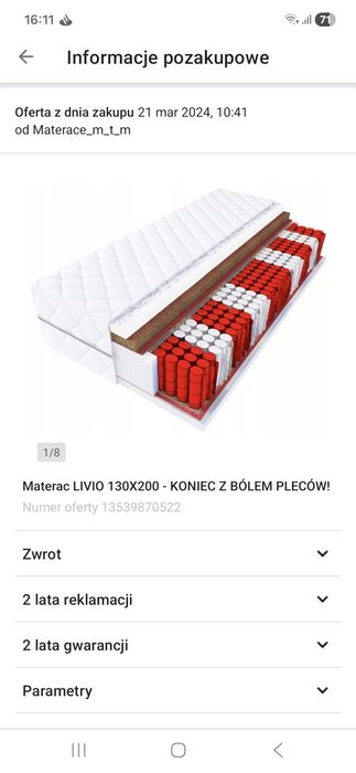 Łóżko Małżeńskie plus materac