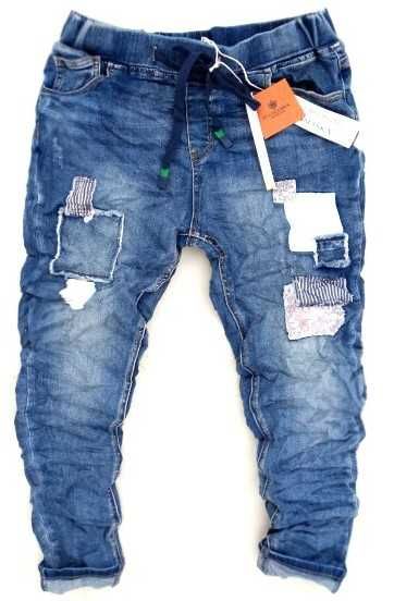 Włoskie BAGGY damskie jeansy jeansowe boyfriend guziki zamek dziury XS