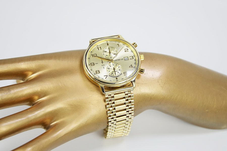 Złoty zegarek 14k 585 z bransoletą męski 14k Geneve mw005y&mwb010y Ł