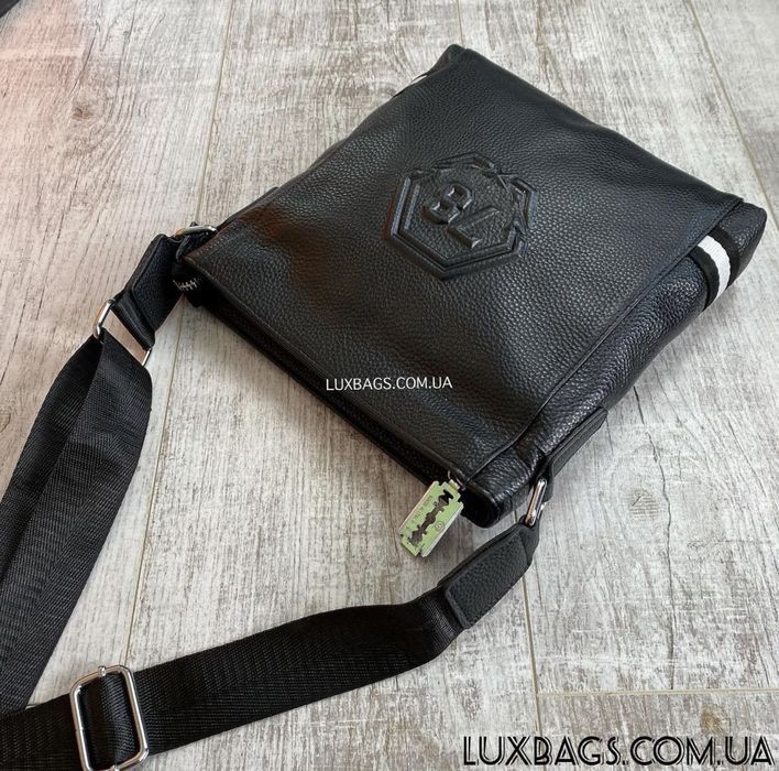 Мужская крутая кожаная сумка через плечо Philipp Plein