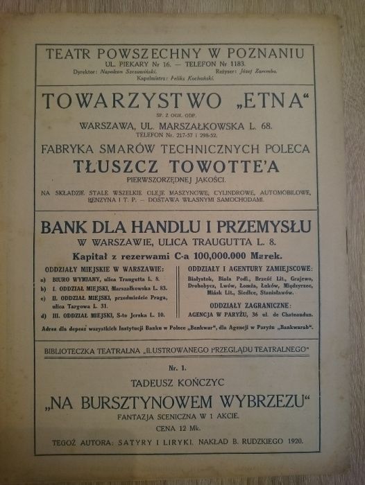 Ilustrowany Przegląd Teatralny 1920/21r 3szt