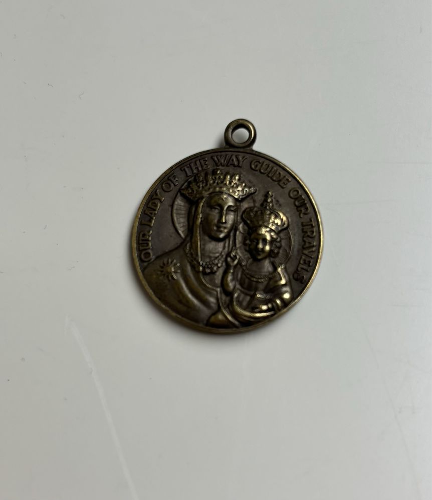 Vintage St Christopher Medal Medalik Matka Boska Święty Krzysztof