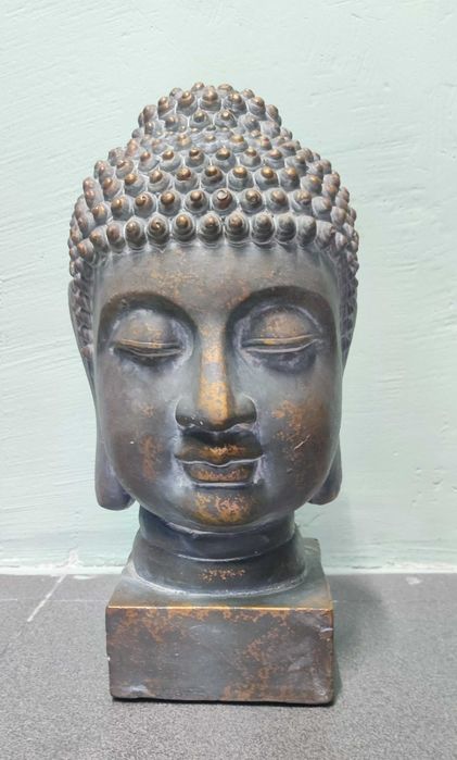 Escultura Buda Buddha em pó de mármore com efeito bronze