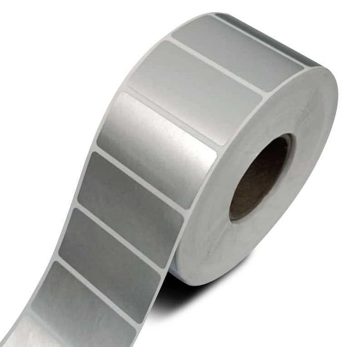 Etykiety srebrne 50 x 25 do drukarki termotransferowej
