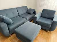 Sofa rozkładana fotel + pufa wypoczynek
