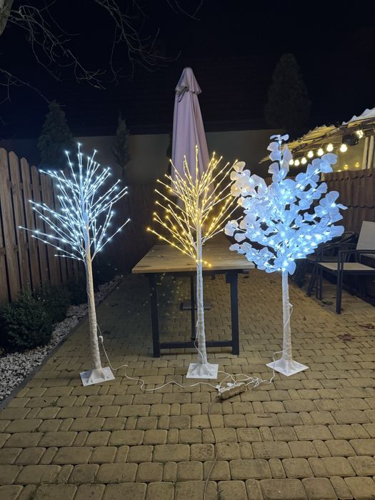 Drzewko świecące led 150 cm ozdobne drzewko bialy zimny led kwiatki