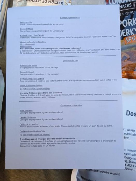 Сухпай армії Німеччини/Бундесвер/ИРП/МРЕ/MRE