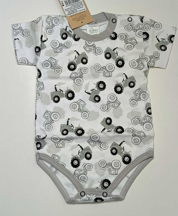 Body MROFI krótki rękaw -TRAKTORY rozmiar 74 cm
