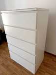 Cómoda IKEA MALM Branca – 5 Gavetas e vidro protetor | 123x180 cm
