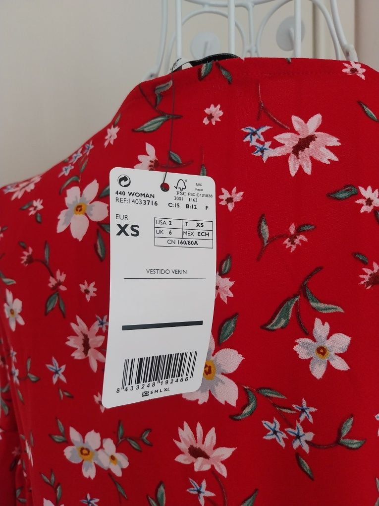 Vestido verão | Mango | vermelho | Tamanho XS | novo com etiqueta