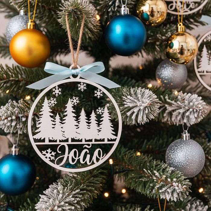 Bolas de Natal em Madeira Personalizadas com Nome – para Presente”