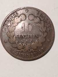 Moeda de 10 Centimes 1897 França deusa Ceres