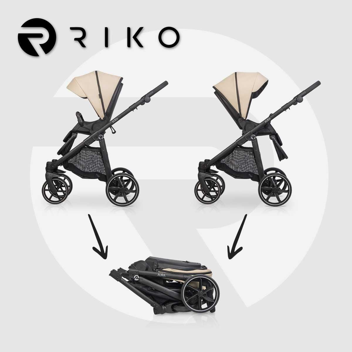 Wózek dziecięcy wielofunkcyjny Riko Aura Eco-skóra Lava 2w1/3w1/4w1