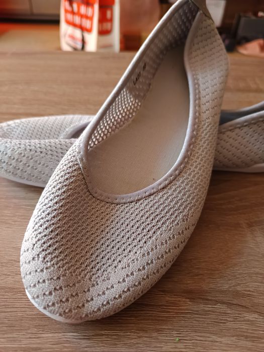 Ażurowe miękkie baleriny 38/39 tenisówki wygodne szare nowe