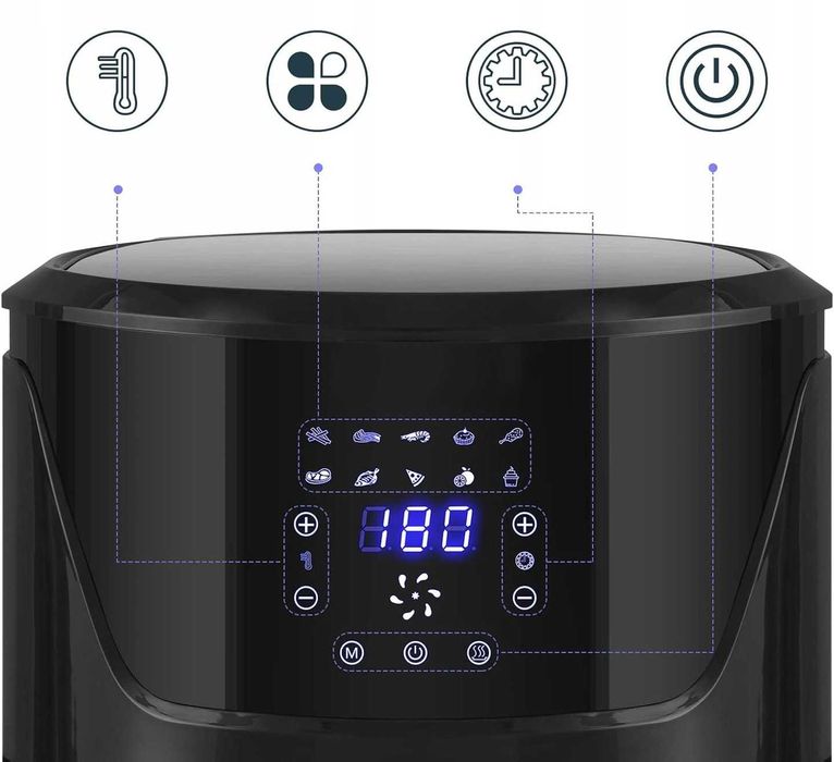 nowa frytkownica beztłuszczowa riwall air fryer 7l duża xxl rodzinna