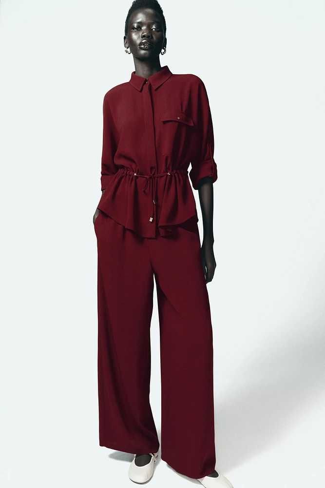 Conjunto Calças + Camisa Crepe Safari, Zara (NOVO COM ETIQUETA)