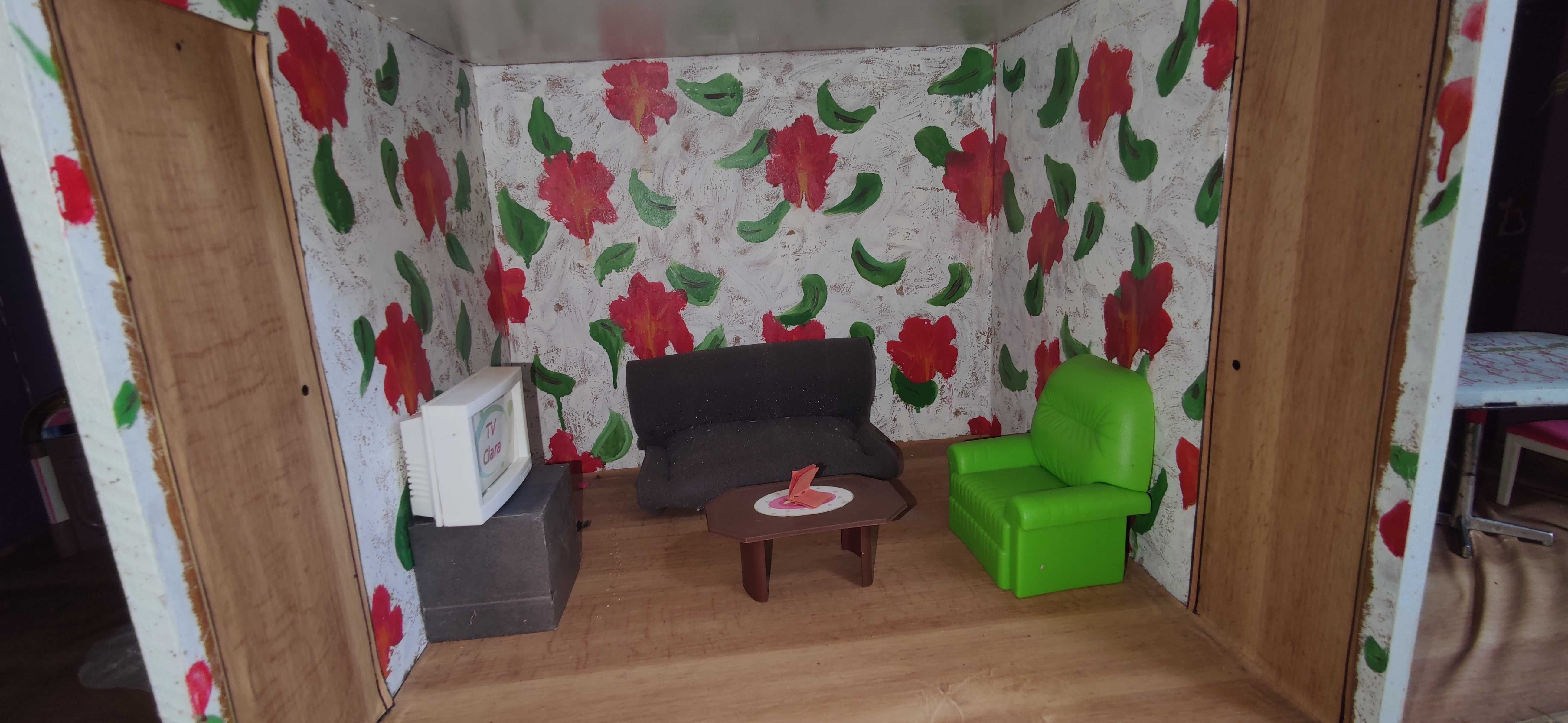 Casa de Barbie de madeira, feita à mão