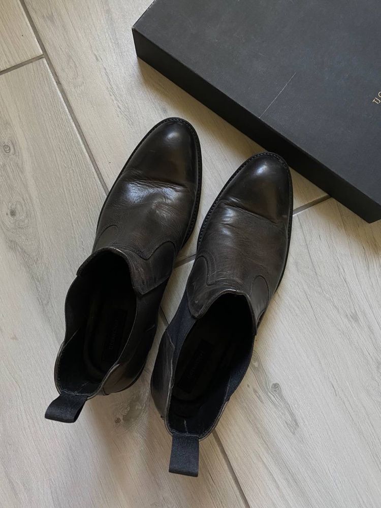 Шкіряні черевики челсі чоловічі TJ collection високі туфлі Італія