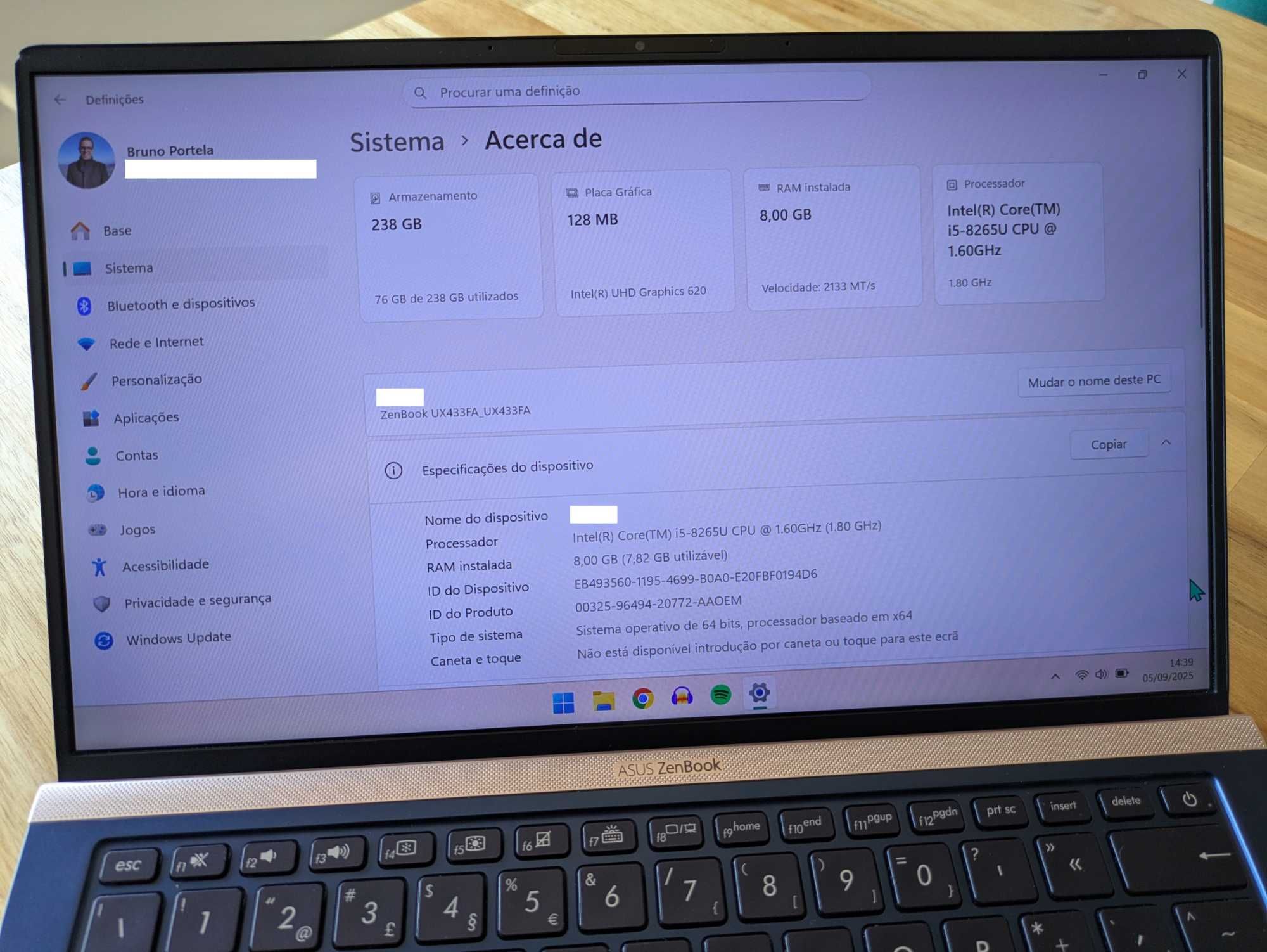 Asus ZenBook UX433F em muito bom estado