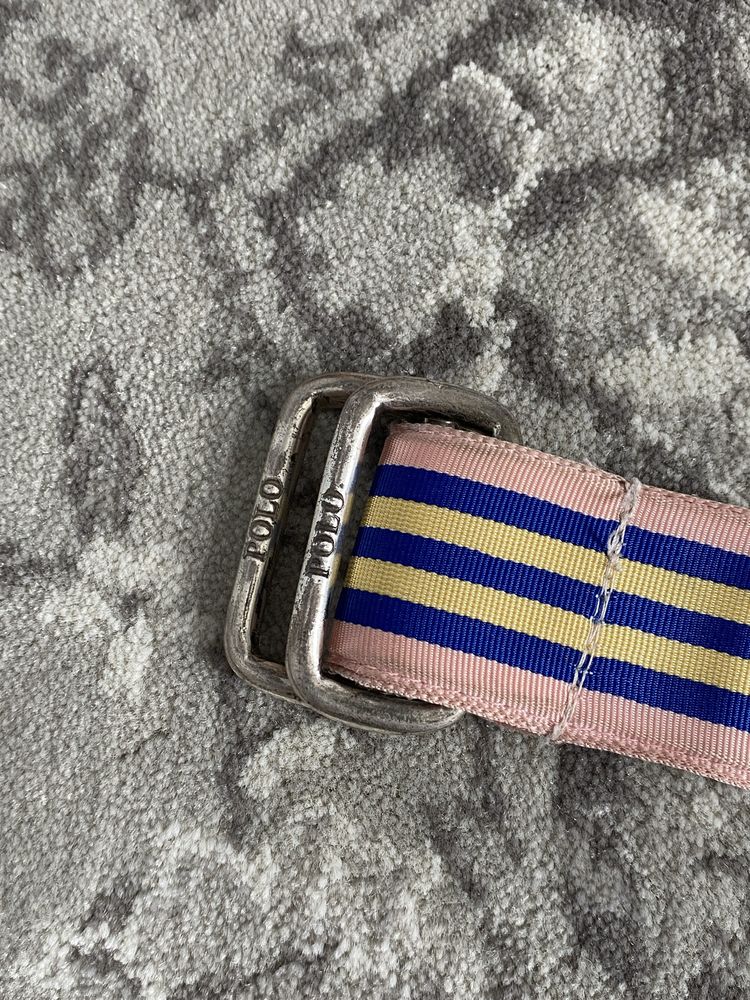 Vintage różowy granatowy pasek Polo Ralph Lauren 90cm