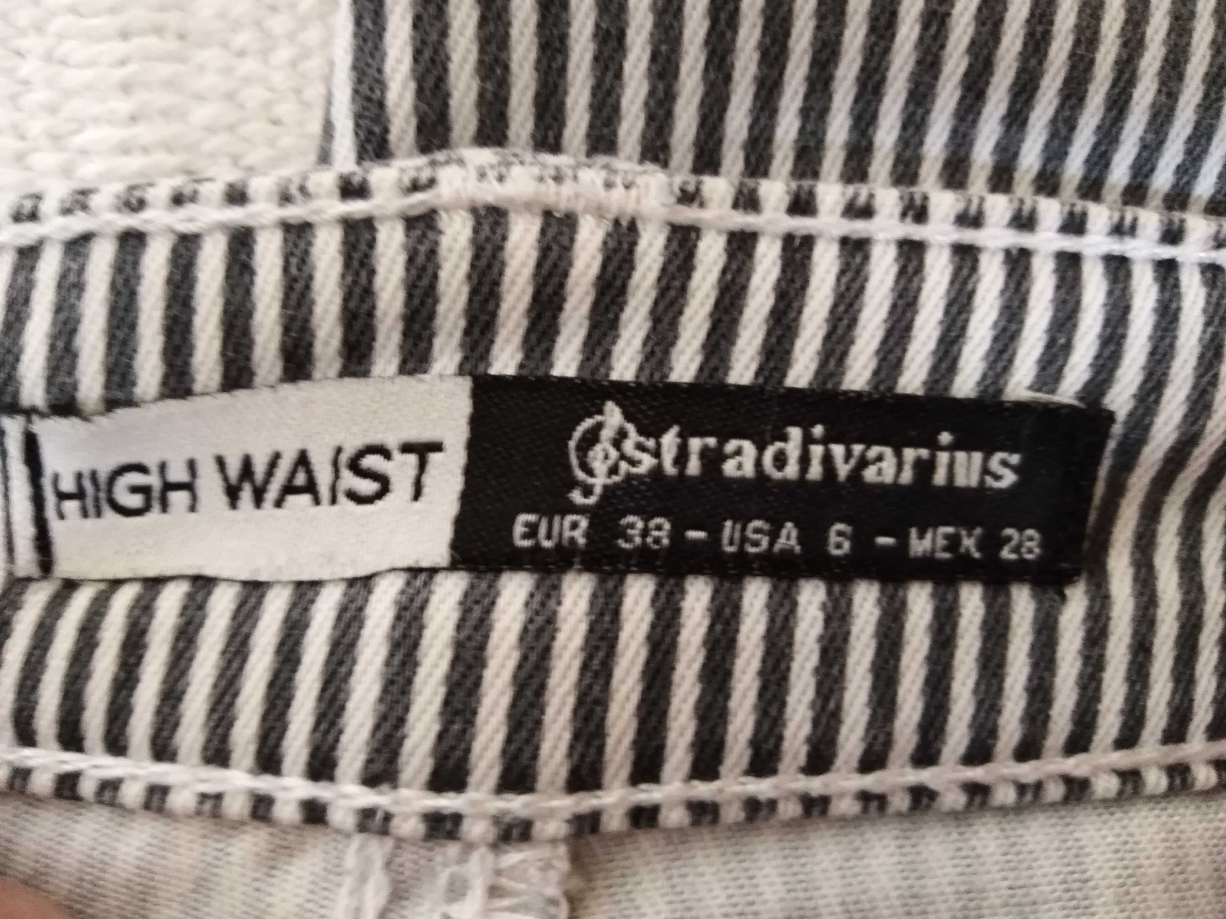 Calças Padrão Riscas Stradivarius 38