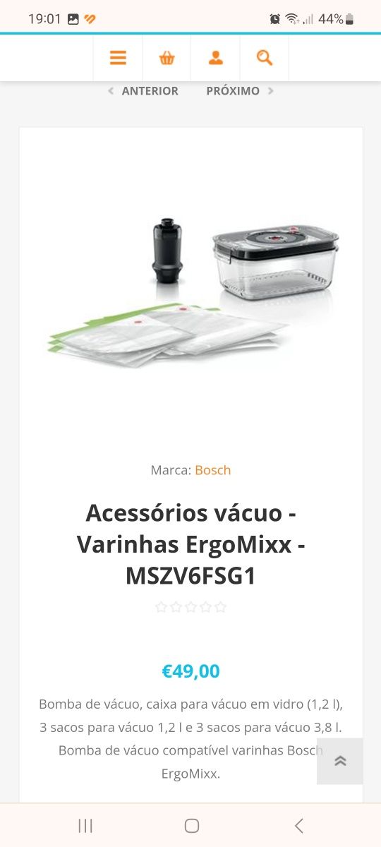 Acessórios vácuo varinha Bosch Ergomixx