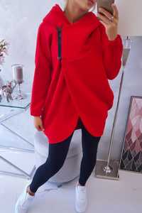 Bluza z krótkim suwakiem oversize czerwona