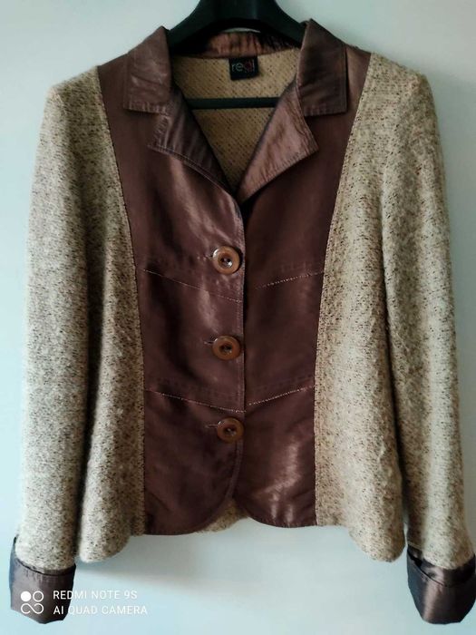 wizytowy żakiet atłas dzianina r.44