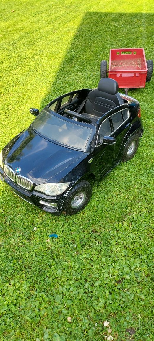 BMW autko na akumulator pompowane koła+ przyczepka