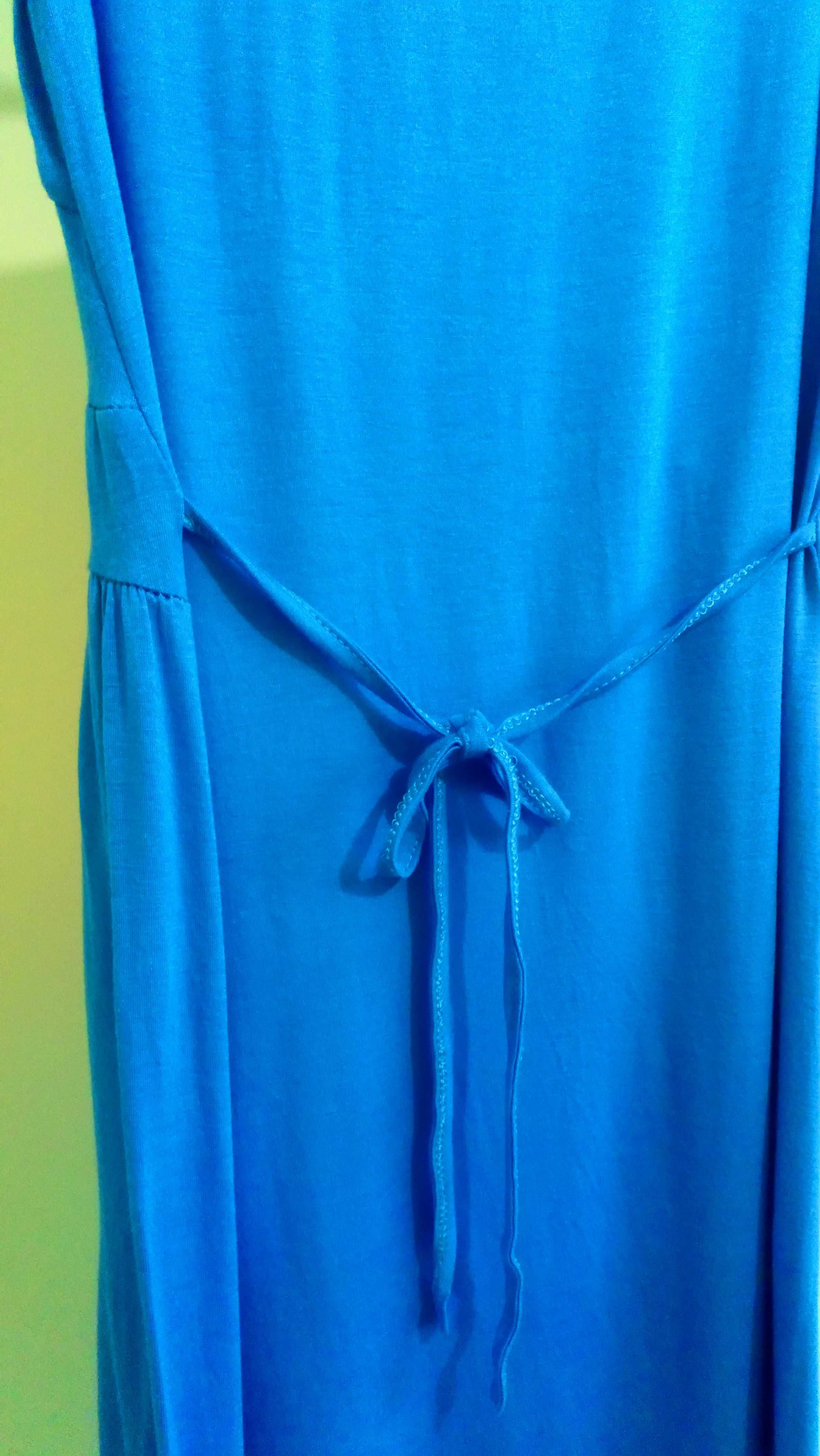 Włoska niebieska sukienka z wiskozy, r. M / 38