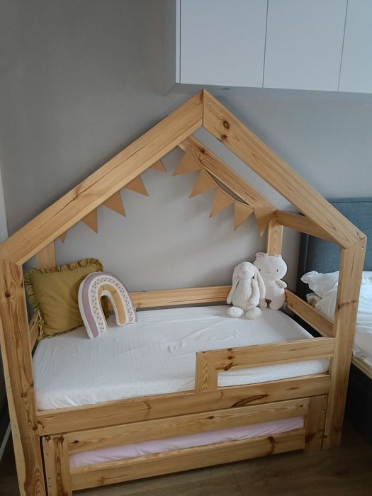 Łóżko łóżeczko dla rodzeństwa dzieci rok po roku podwójne drewno