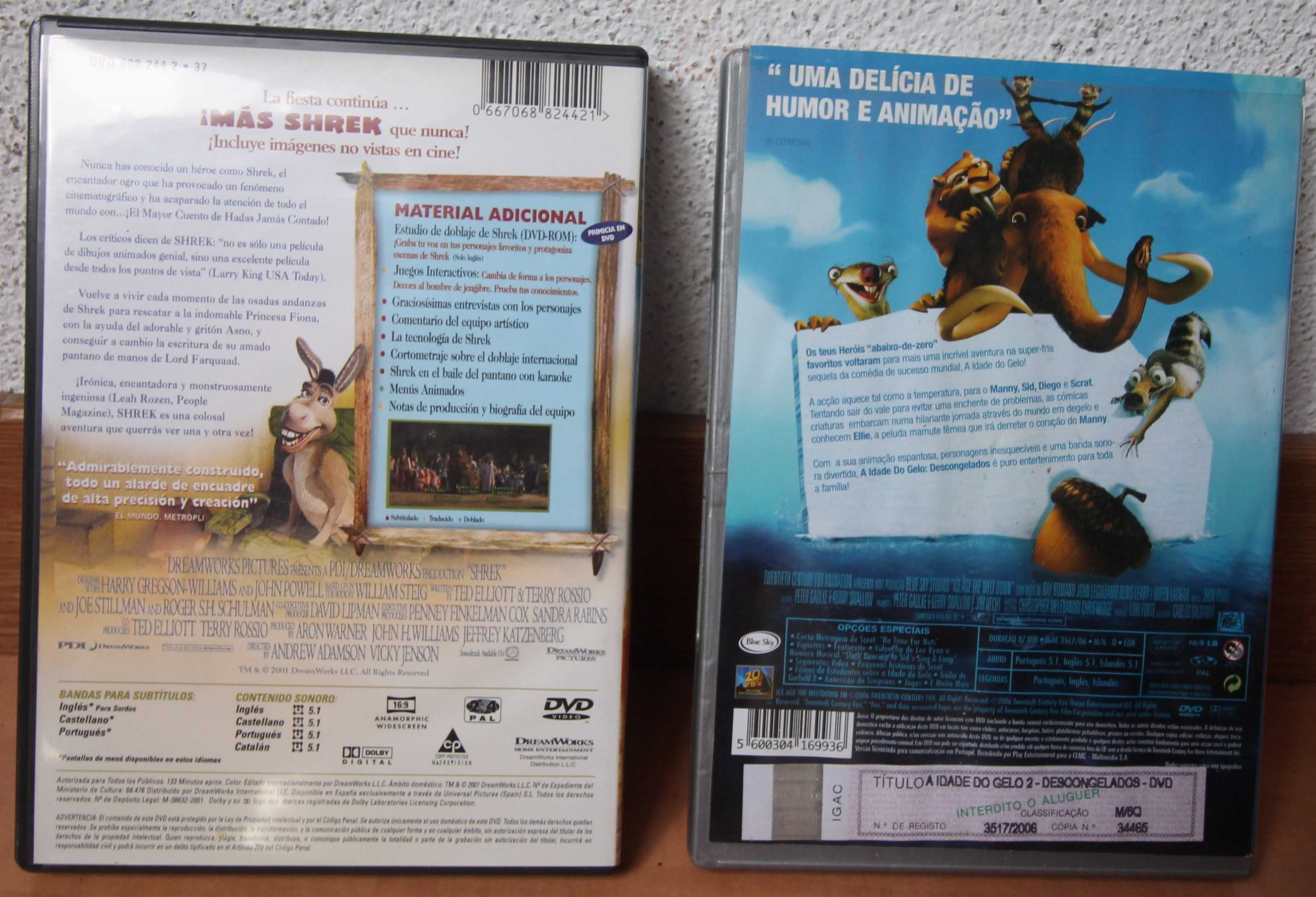filmes DVD´S  banda desenhada shrek/ Idade do Gelo 2