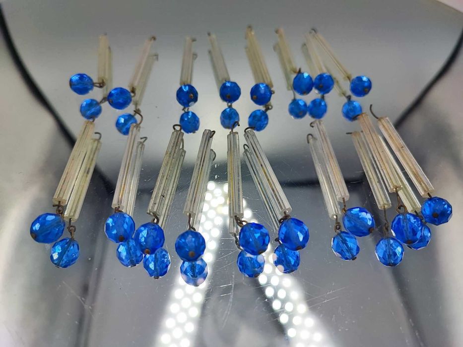 Stare kryształki szklane rurki dł.6,2 do falbanki,cena za 1 sztukę