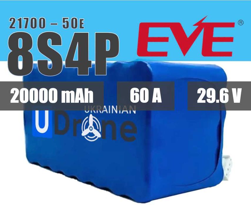 Акумулятор (батарея) для FPV (ФПВ) дрону 8S4P: 20000mAh, 60A, 29.6V