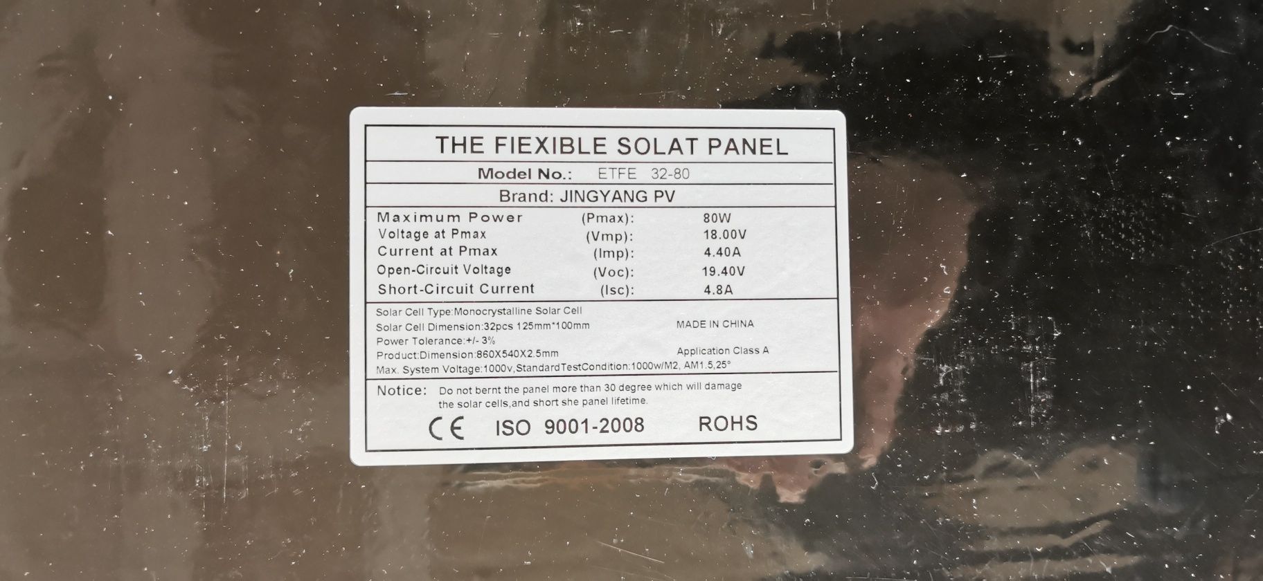 Panel fotowoltaiczny solarny słoneczny ETFE 80W elastyczny