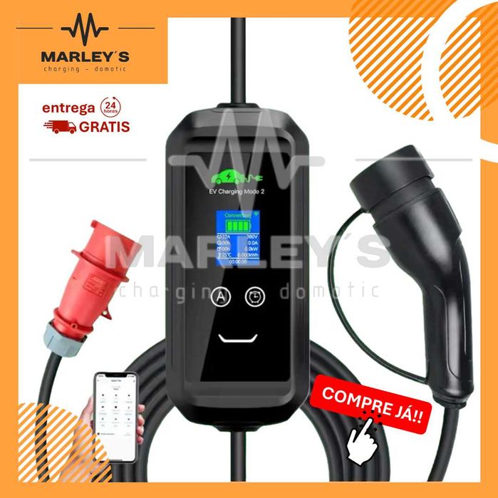Carregador Portátil 22 kw - 32A - C/ APP - Veiculos Eletricos